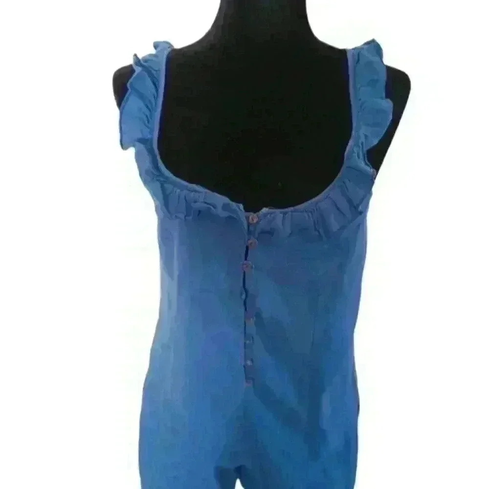 Zara Womens Blue Ruffled Tank Romper S